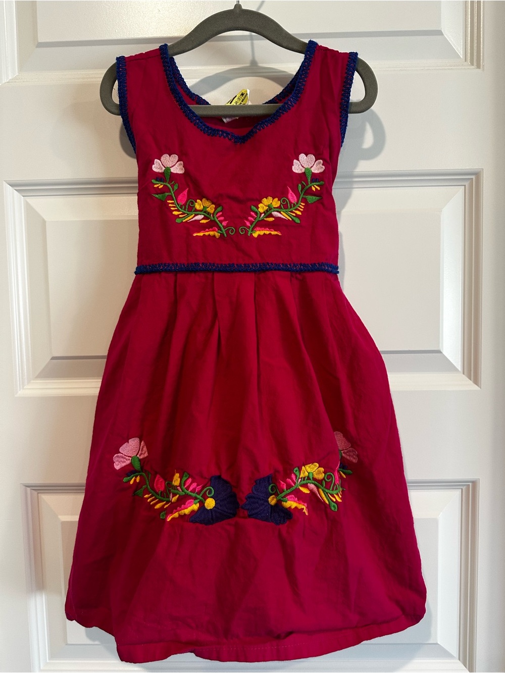 Franks Textiles Girls Size 6 Embroidered Mexican Dress Pink Floral Fiesta EUC